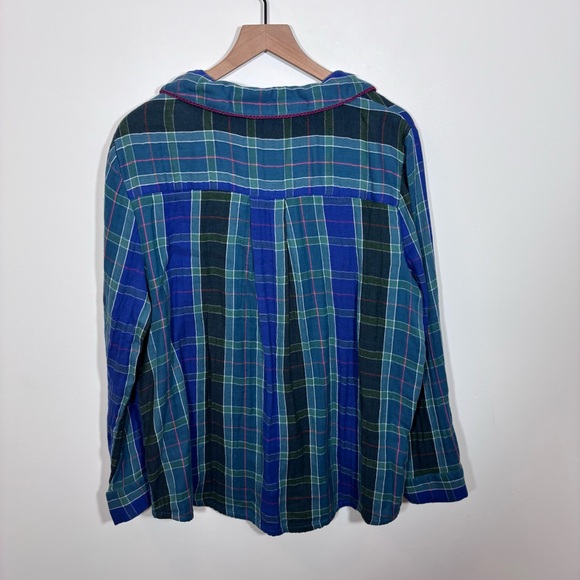 Sundance KLEA PAJAMA TOP NEW with tags NWT XL Flannel button up tartan collar - Picture 4 of 9